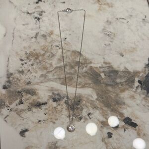 Swarovski pendant, Delicate Round CZ Pendant Necklace - Silver Tone